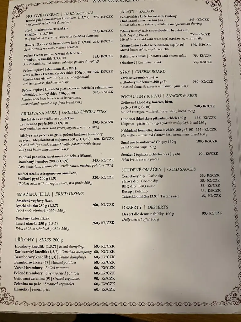 Menu_Pilsner Urquell Original Restaurant - Nároďák_Sadov_image_3