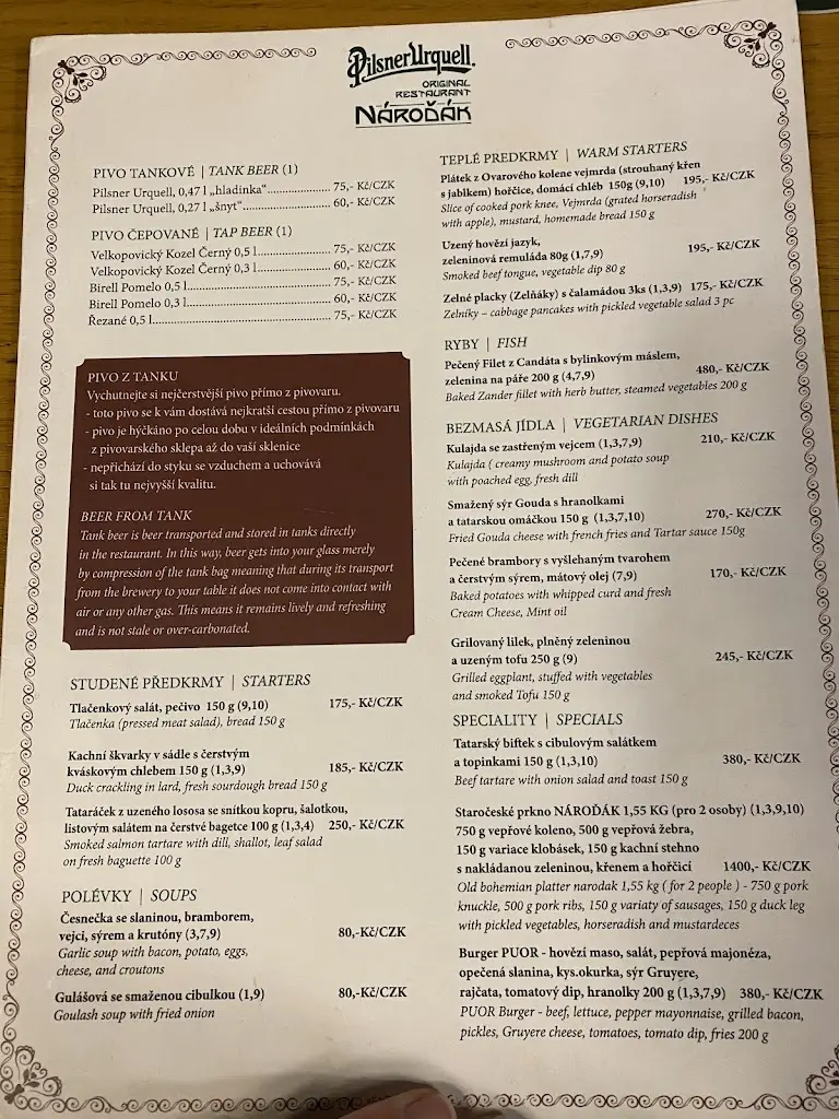 Menu_Pilsner Urquell Original Restaurant - Nároďák_Sadov_image_4