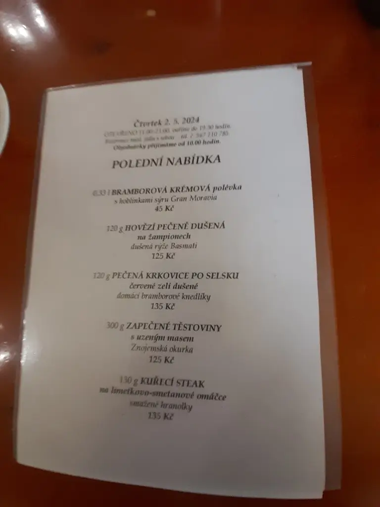 Menu_U Gurmána_Brtnice_immagine_2