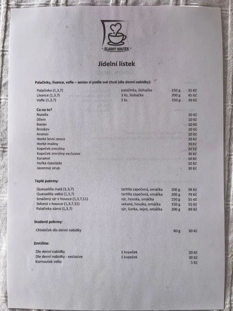 Menu_Sladký Koutek kavárna a cukrárna_Žlutice_image_1