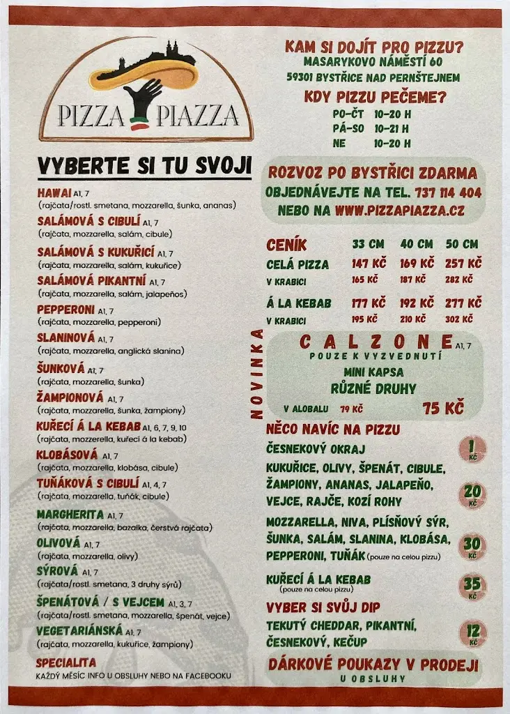 Menu_PIZZA PIAZZA - Bystřice nad Pernštejnem_Bystřice nad Pernštejnem_image_1