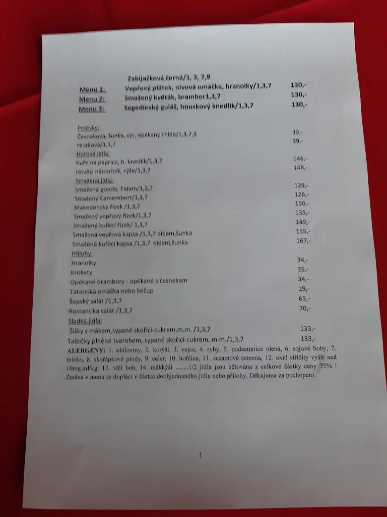 Menu_Penzion a restaurace U FLORIÁNŮ_Hrotovice_image_1