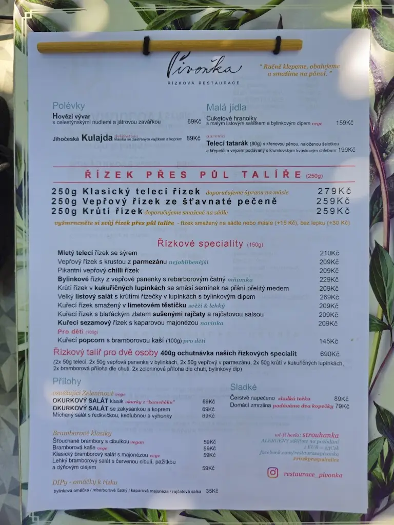 Menu_Řízková restaurace Pivoňka_Český Krumlov_immagine_4