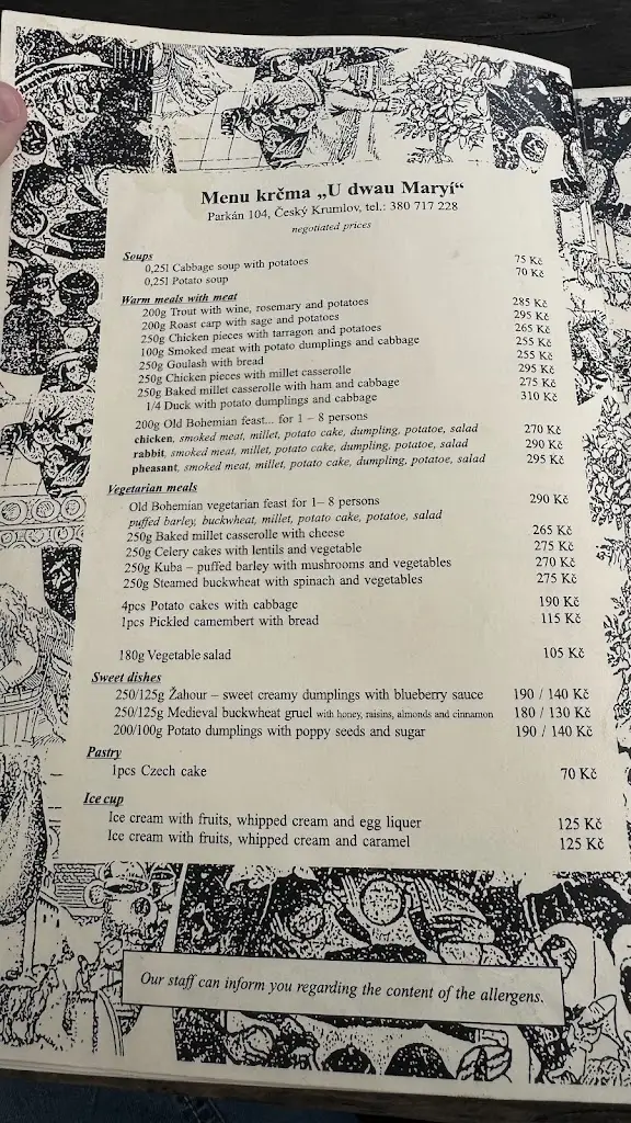 Menu_Tavern of the Two Maries_Český Krumlov_image_1