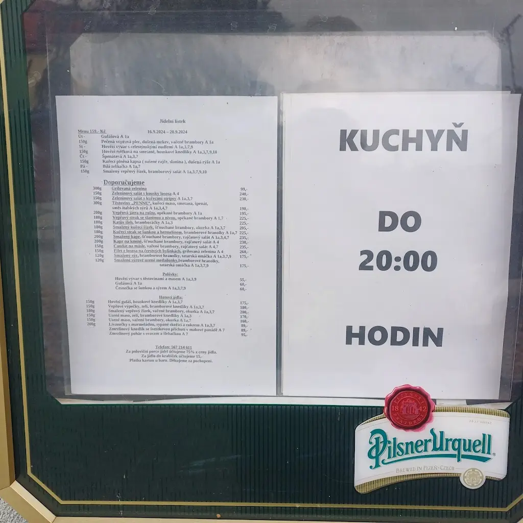 Menu_Plzeňská restaurace U Kapra_Dolní Cerekev_image_1