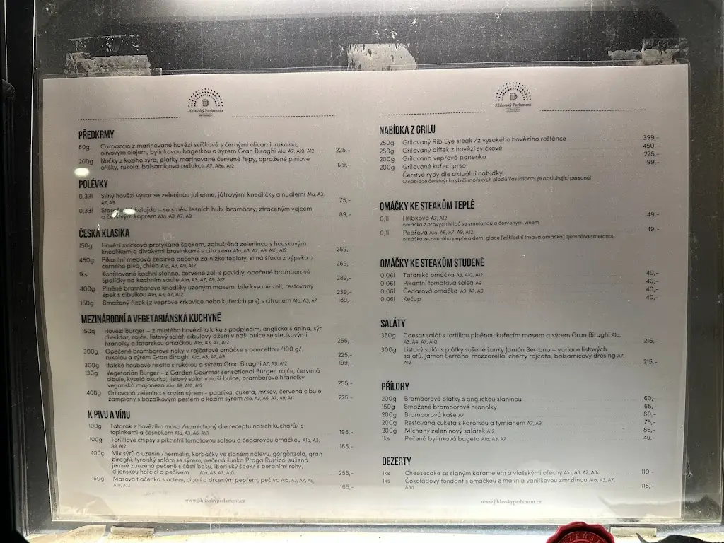 Menu_Restaurace Jihlavský Parlament na Terasách_Dolní Cerekev_image_1