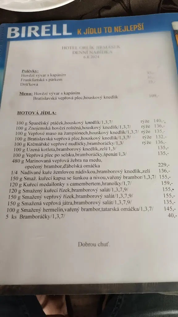 Menu_Hotel Orlík - Jirmásek_Humpolec_image_2