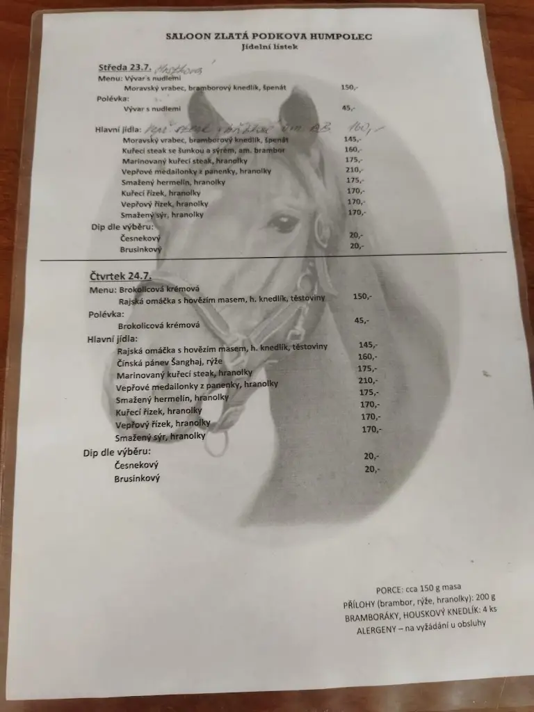 Menu_Hospoda »Zlatá podkova«_Humpolec_immagine_1