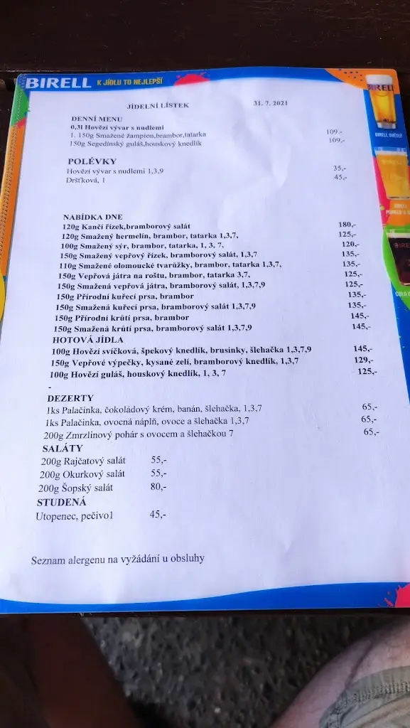 Menu_Restaurace Na Podolí_Jemnice_image_2