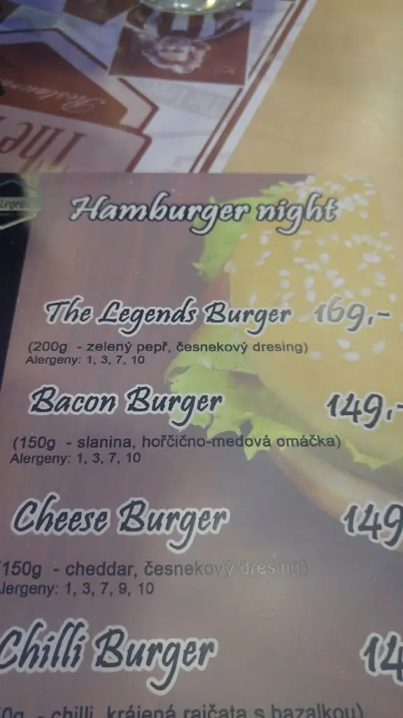 Menu_The Legends - Restaurant & Pub_Jihlava_image_1