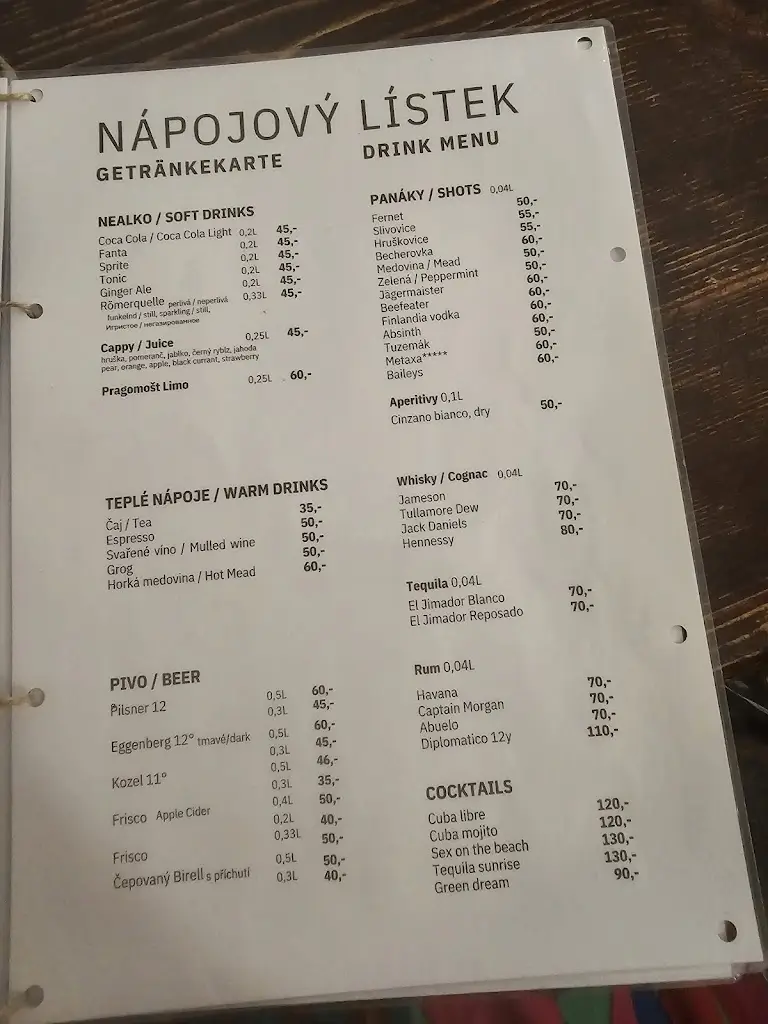 Menu_Travellers restaurant_Český Krumlov_image_1