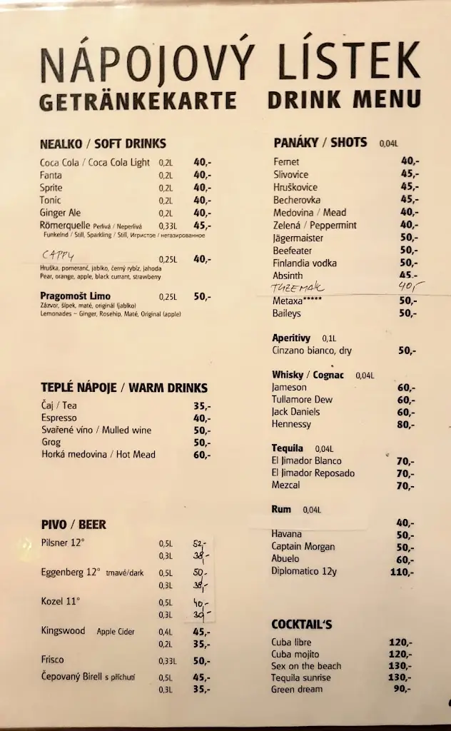 Menu_Travellers restaurant_Český Krumlov_image_2