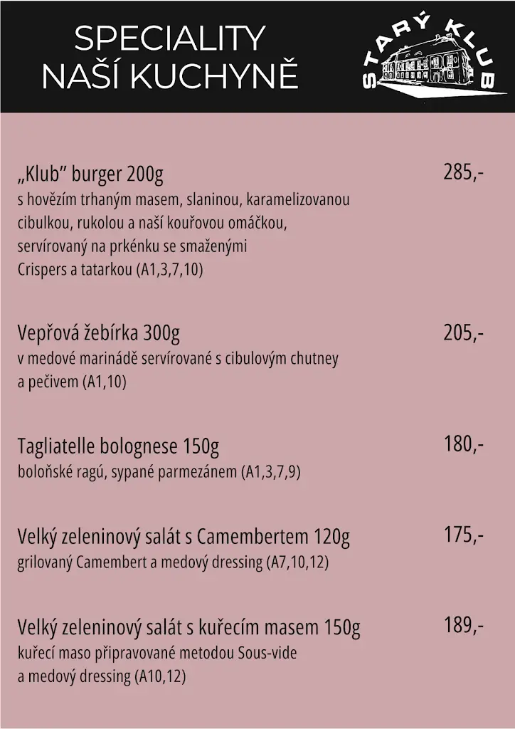 Menu_Starý Klub_Kamenice_immagine_1