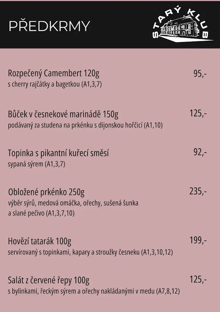 Menu_Starý Klub_Kamenice_immagine_3