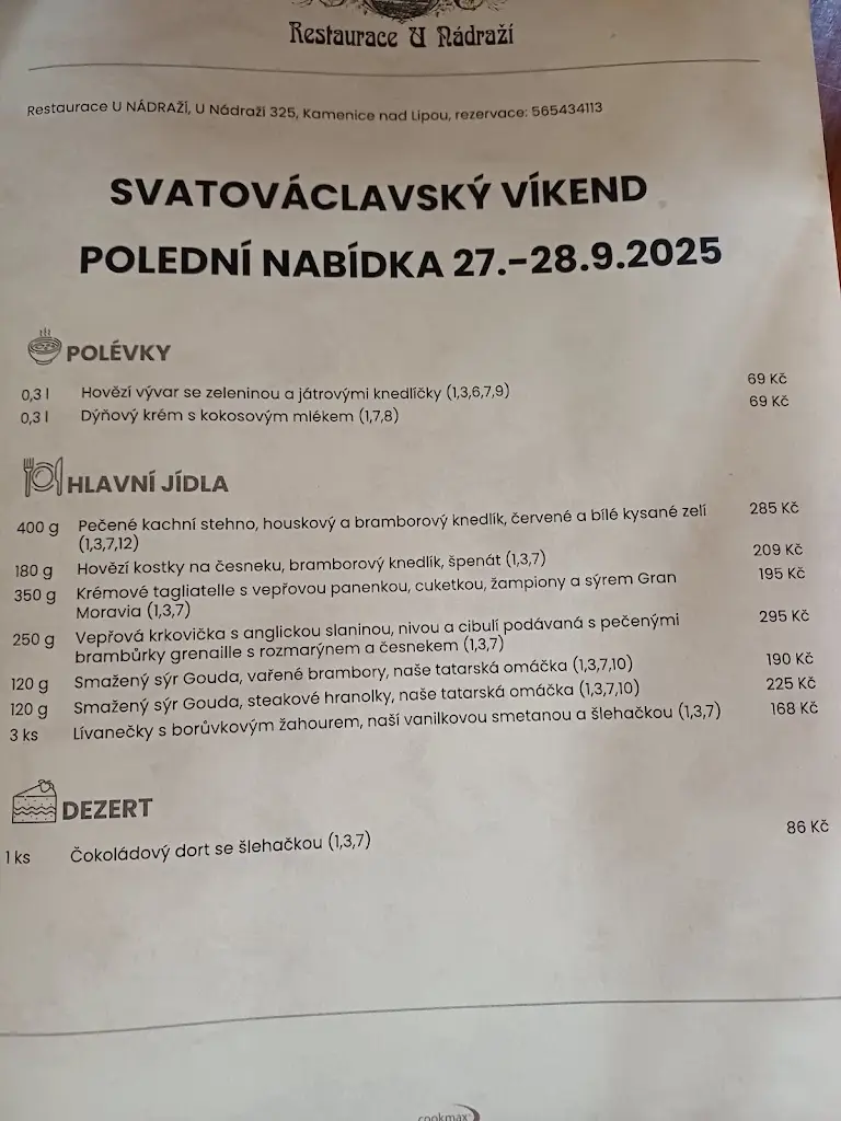 Menu_Restaurace U Nádraží_Kamenice nad Lipou_image_1