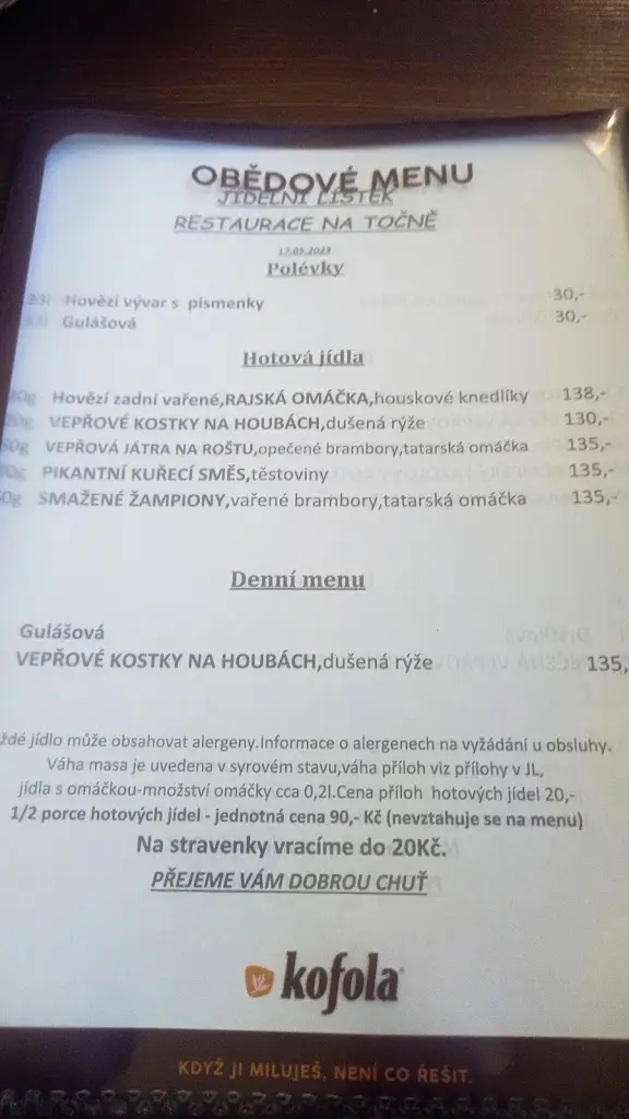 Menu_Na Točně_Havlíčkův Brod_immagine_1