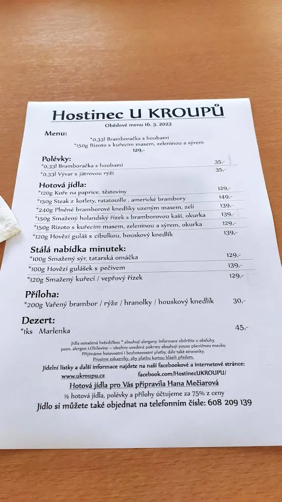 Menu_Hostinec U KROUPŮ_Havlíčkův Brod_image_2