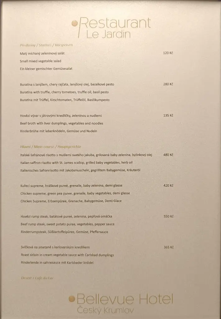 Menu_Le Jardin Restaurant_Český Krumlov_image_2
