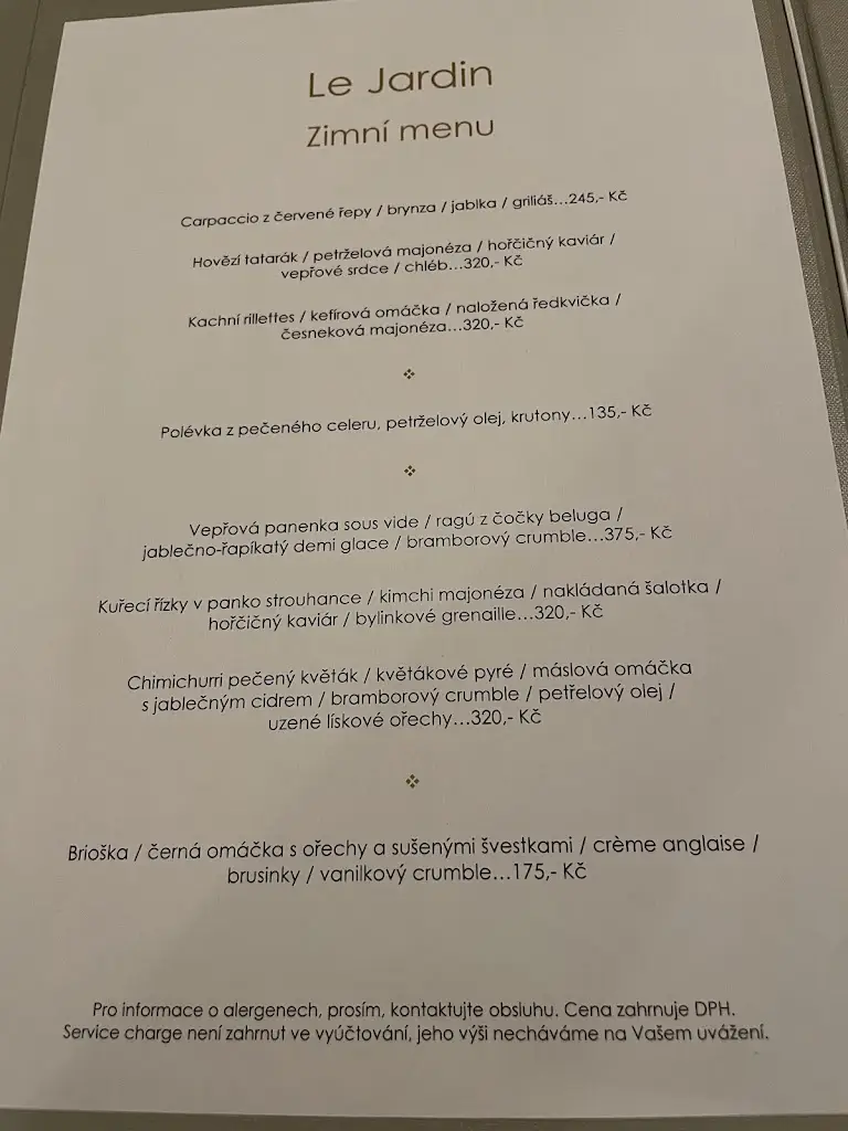 Menu_Le Jardin Restaurant_Český Krumlov_image_3