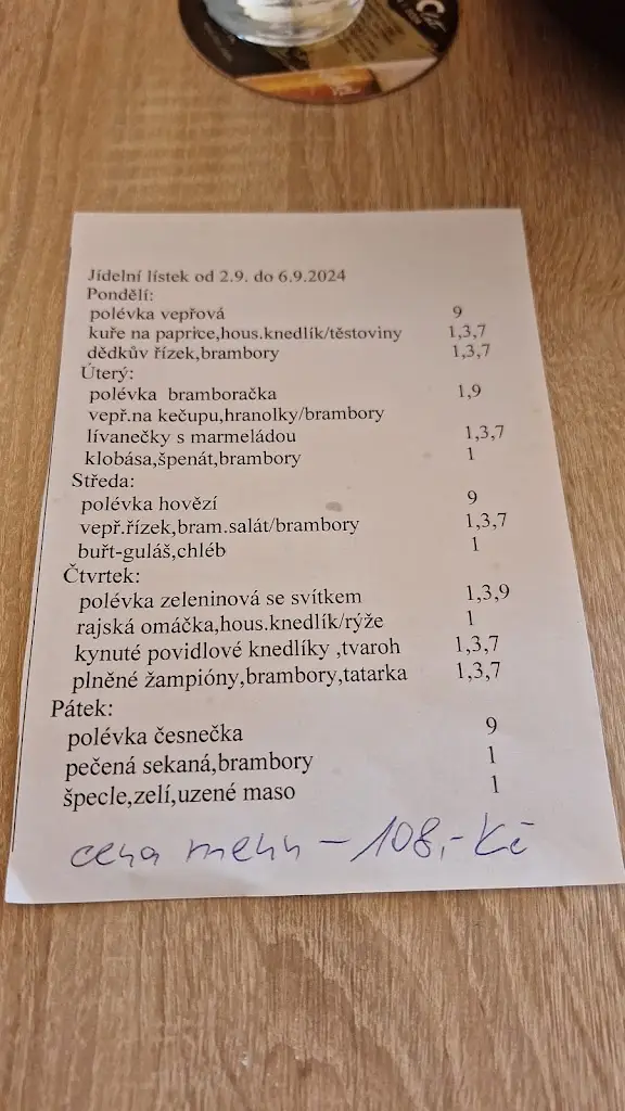 Menu_Restaurace U Panských - Ubytovací Pokoje_Havlíčkův Brod_image_1
