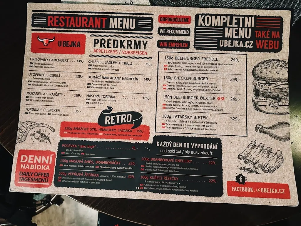 Menu_Restaurant bar U Bejka_Český Krumlov_image_1