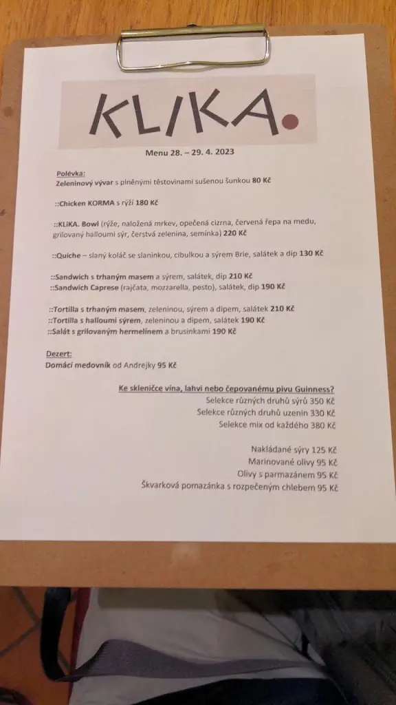 Menu_Food & Wine Bar Klika._Český Krumlov_image_1