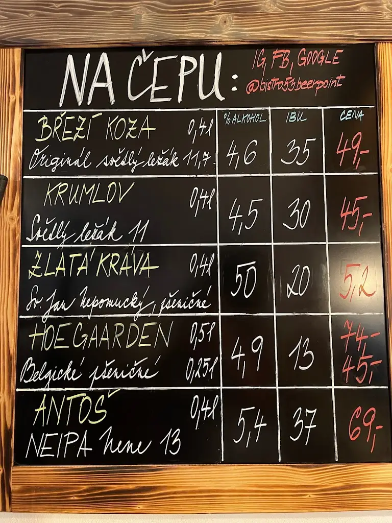 Menu_Bistro 53 Beer Point_Český Krumlov_image_4