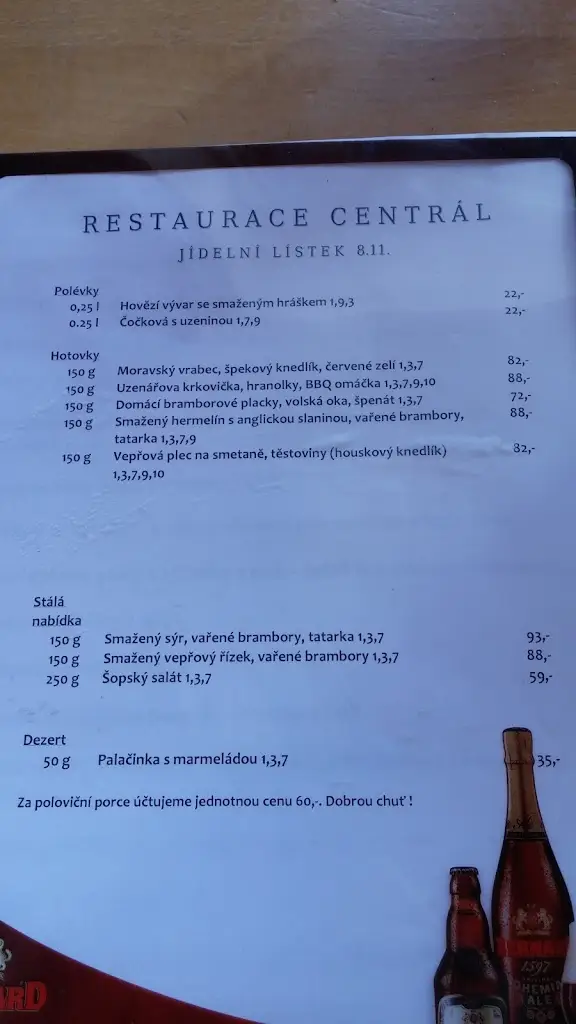 Menu_Restaurant Centrál_Ledeč nad Sázavou_image_1
