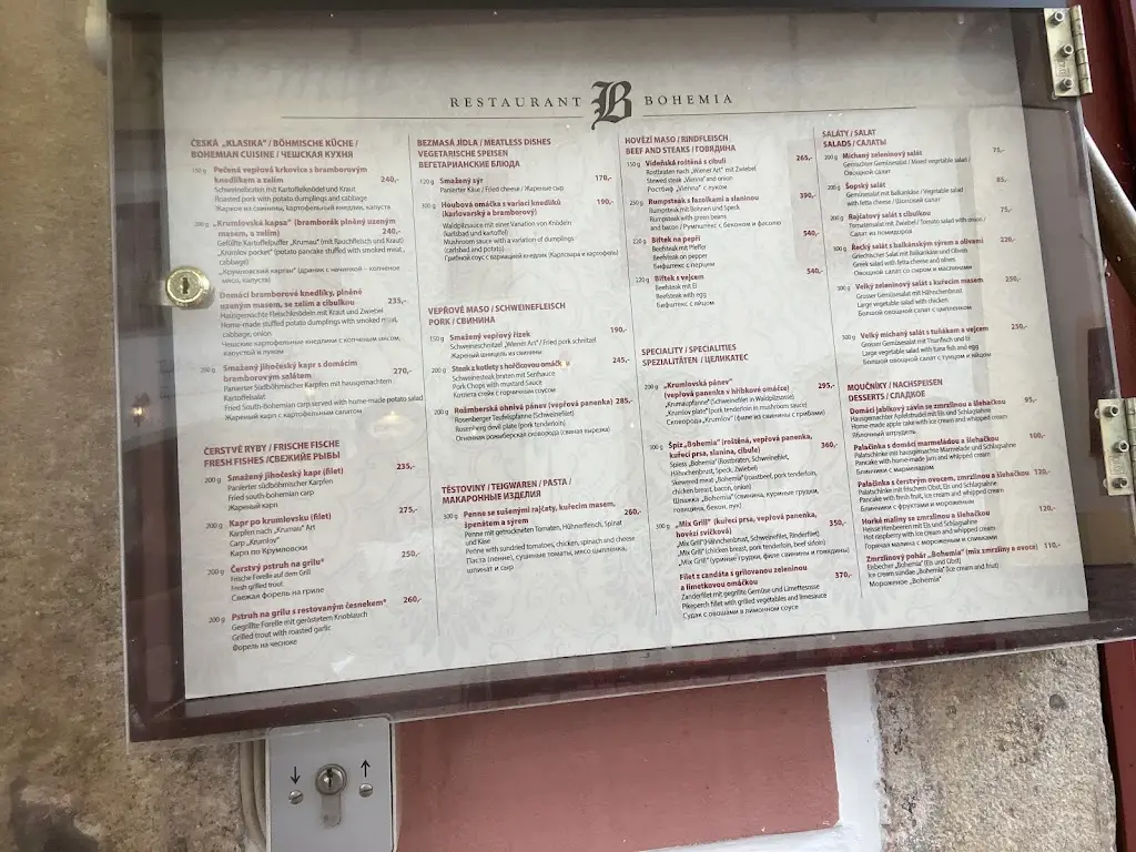 Menu_Restaurant Bohemia_Český Krumlov_image_1