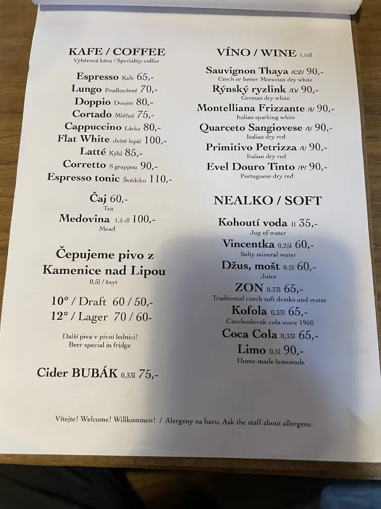 Menu_FAJR Café Grill_Český Krumlov_immagine_1