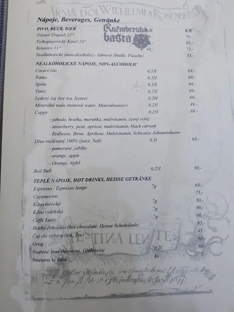 Menu_Rožmberská Bašta Český Krumlov_Český Krumlov_image_1