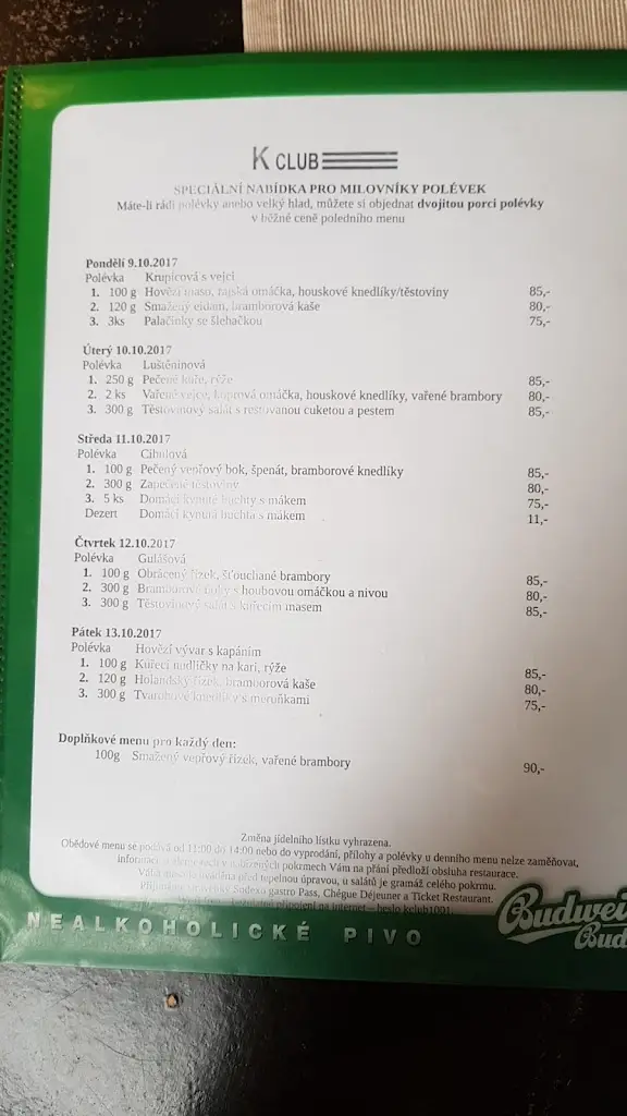 Menu_K Club_Nové Město na Moravě_image_4