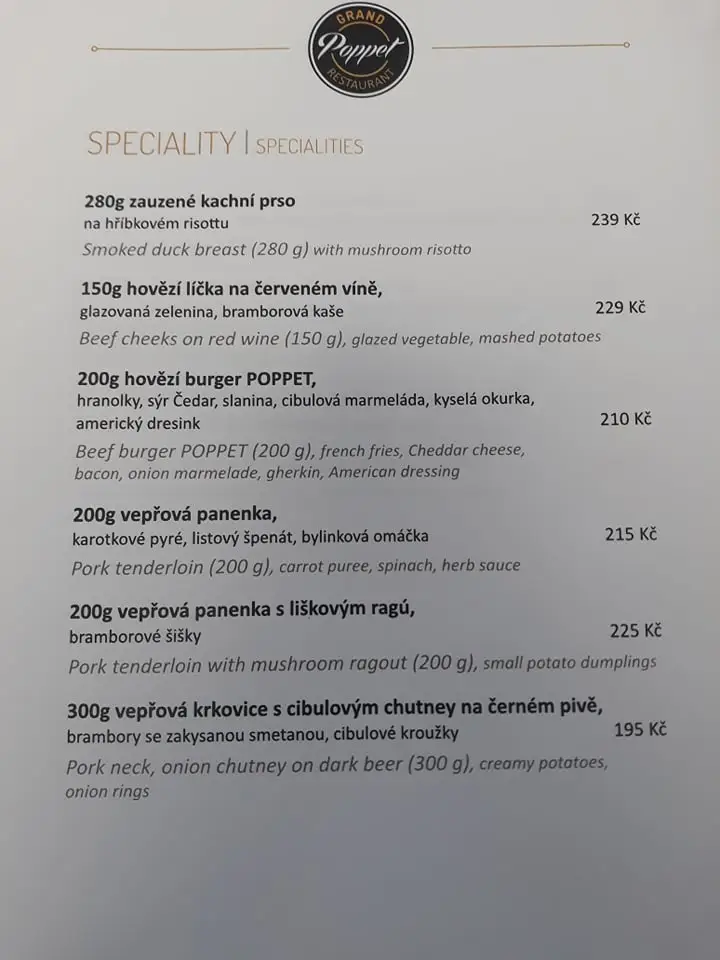 Menu_Grand Restaurant Poppet_Okres Žďár nad Sázavou_image_1