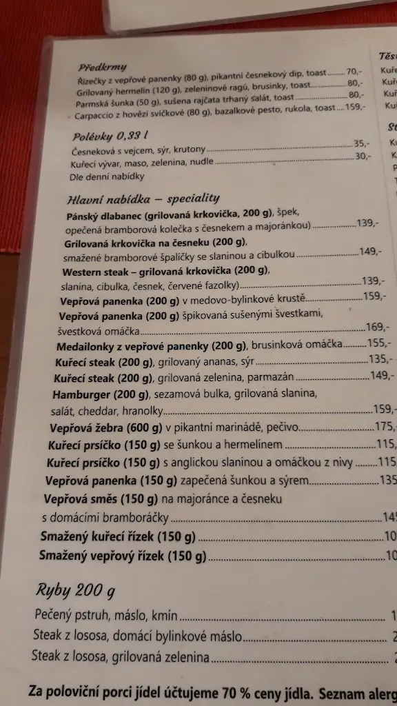 Menu_Restaurant Pohoda_Okres Žďár nad Sázavou_image_1