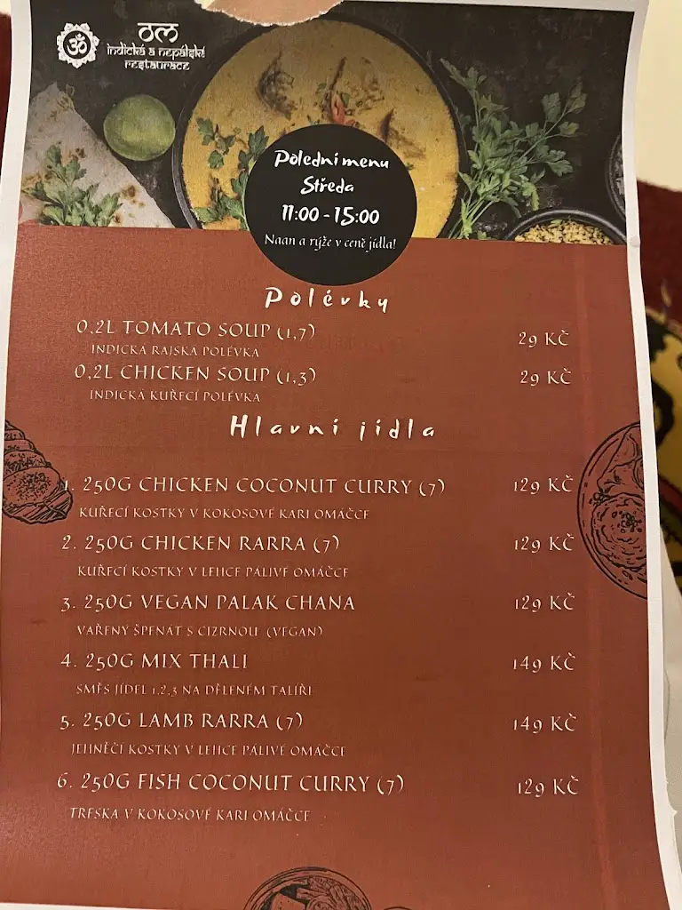 Menu_OM - indická a nepálská restaurace_Okres Žďár nad Sázavou_immagine_2