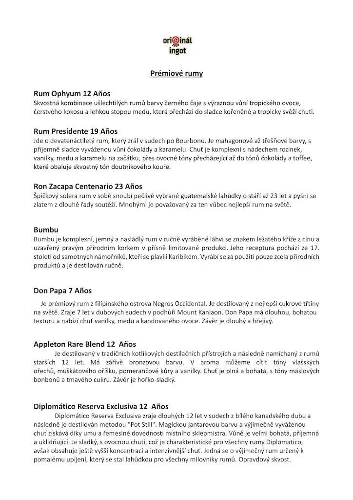 Menu_ORIGINÁL restaurace INGOT_Okres Žďár nad Sázavou_image_1