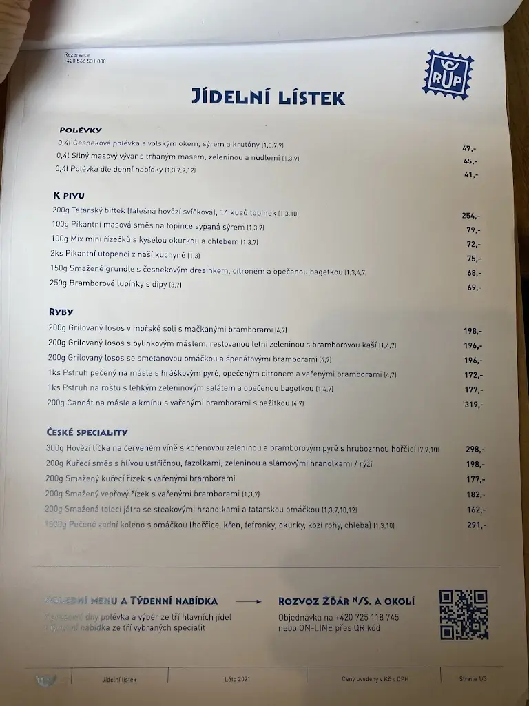 Menu_Restaurace u pošty_Okres Žďár nad Sázavou_image_1