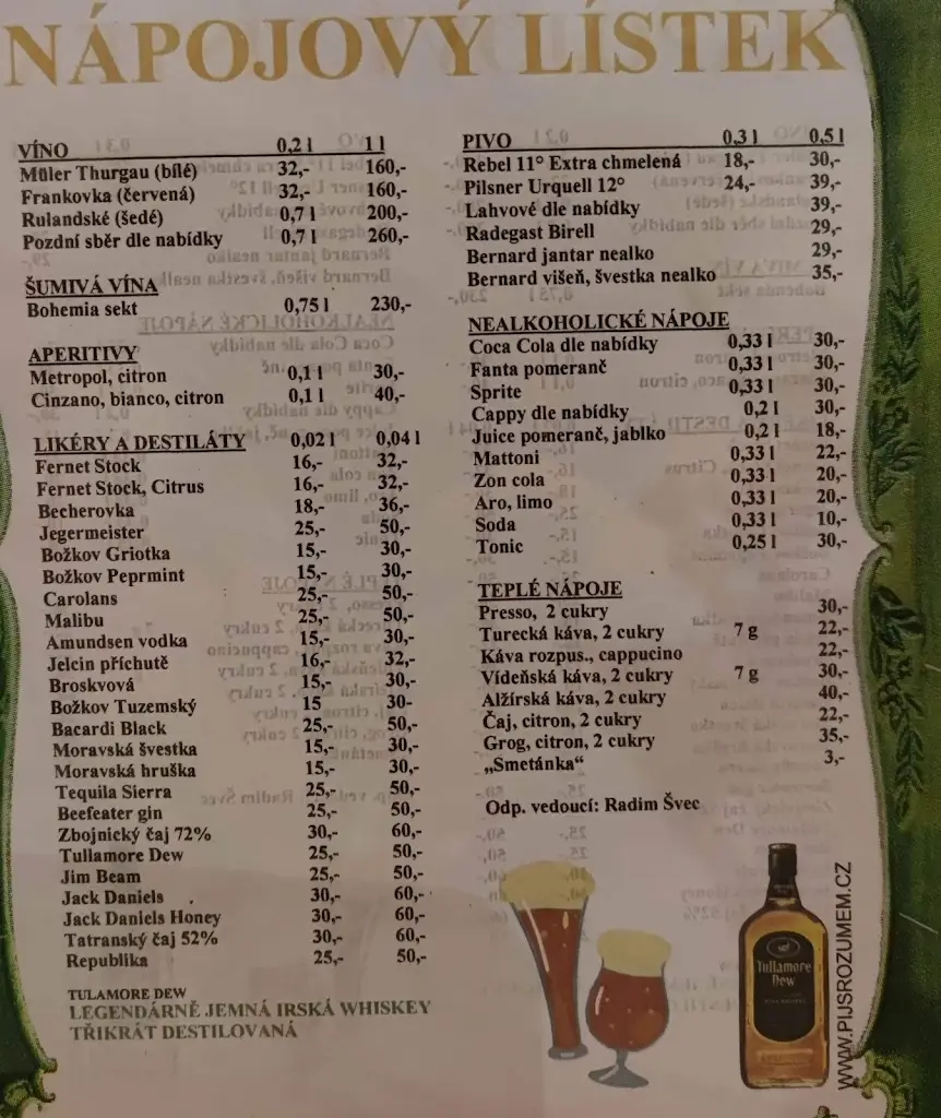 Menu_Restaurant U Huberta_Přibyslav_image_1