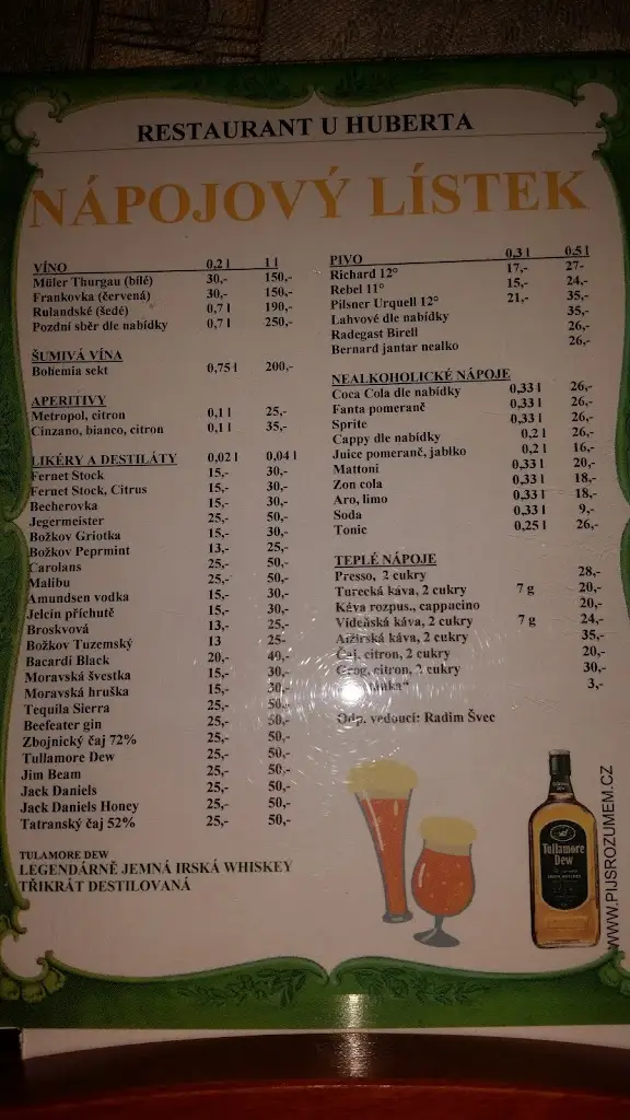 Menu_Restaurant U Huberta_Přibyslav_image_2