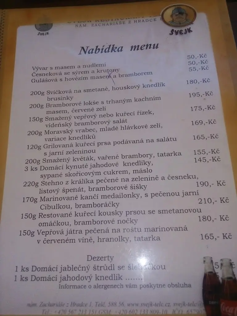 Menu_Švejk Restaurant Telč_Telč_image_3