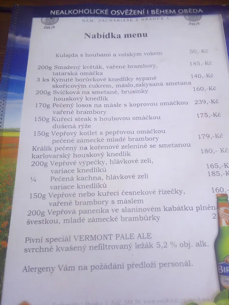 Menu_Švejk Restaurant Telč_Telč_image_4
