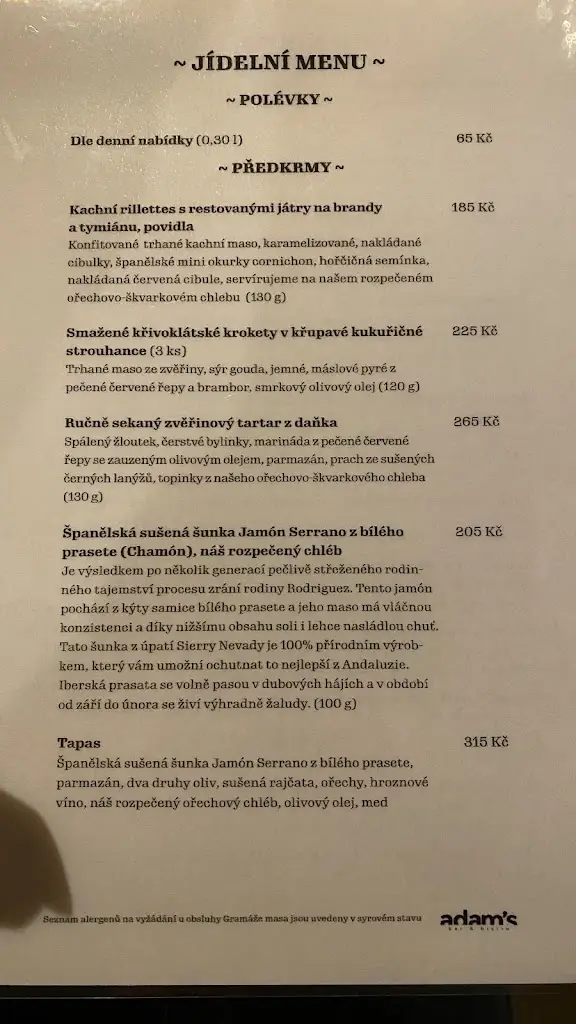 Menu_Adam's Bar & Bistro_Okres Třebíč_image_4