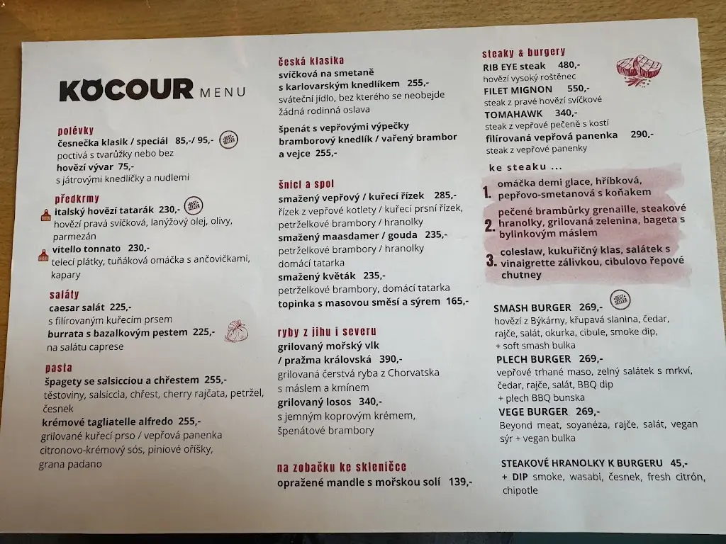 Menu_Hotel Kocour & Restaurant_Okres Třebíč_immagine_4