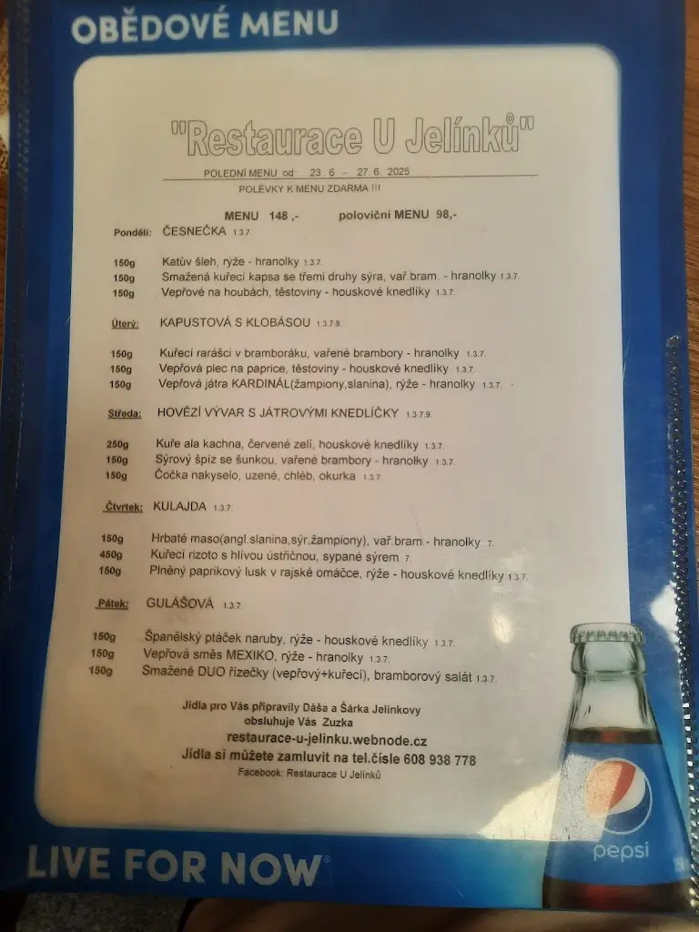 Menu_Restaurace U Jelínků_Okres Třebíč_image_1
