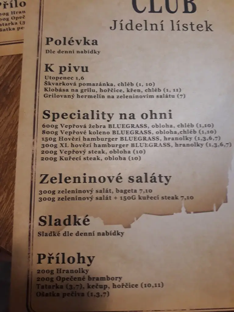 Menu_Pension Bluegrass Club_Český Krumlov_image_2