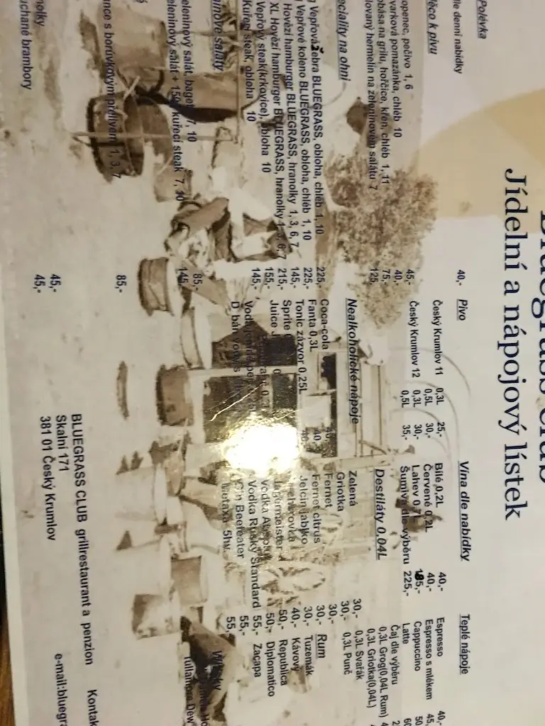 Menu_Pension Bluegrass Club_Český Krumlov_image_4