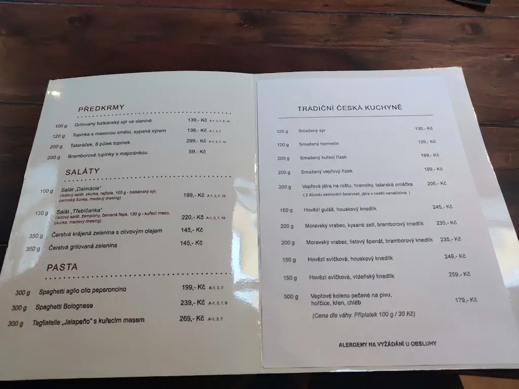 Menu_Restaurace a Jídelna Třebíčanka_Okres Třebíč_image_2
