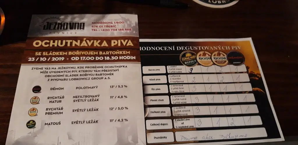 Menu_Pivnice POJIŠŤOVNA_Okres Třebíč_immagine_1