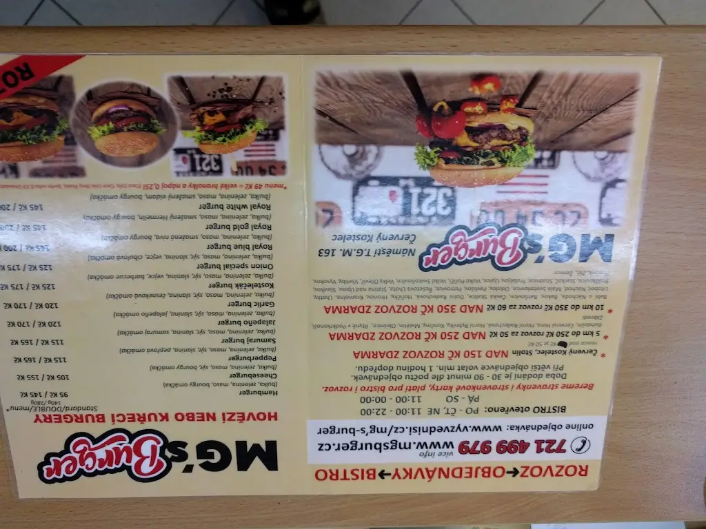 Menu_MG's Burger Place_Červený Kostelec_image_3