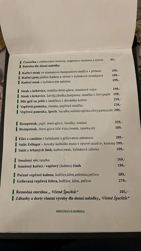 Menu_Restaurace a penzion U Zelingerů_Dobruška_image_1